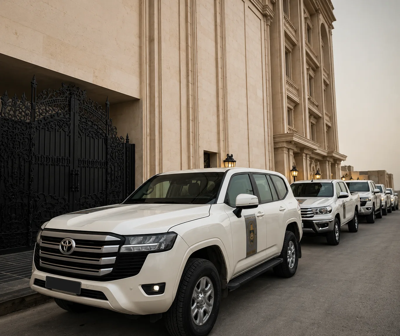 Armoured vehicles on site